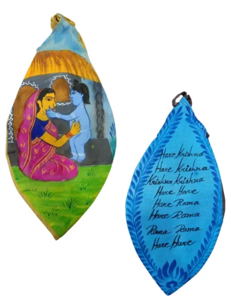 Мешочек для четок с принтом Яшода и Кришна; Yashoda Krishna Hand Printed Bead Bags, rasbiharilal